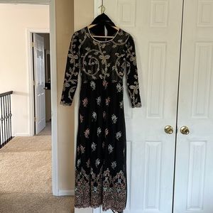 3 piece SMALL-MEDIUM Black Full Length Dress Desi/Pakistani/Indian Party Wear